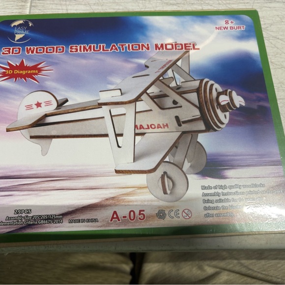 Toys | 3d Wood Simulation Model Airplane White | Poshmark